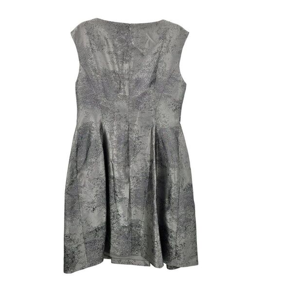 Vtg 80s Metallic Silver Fit Flare Dress Sz 14 Pockets Holiday Party Cocktail - Picture 8 of 11